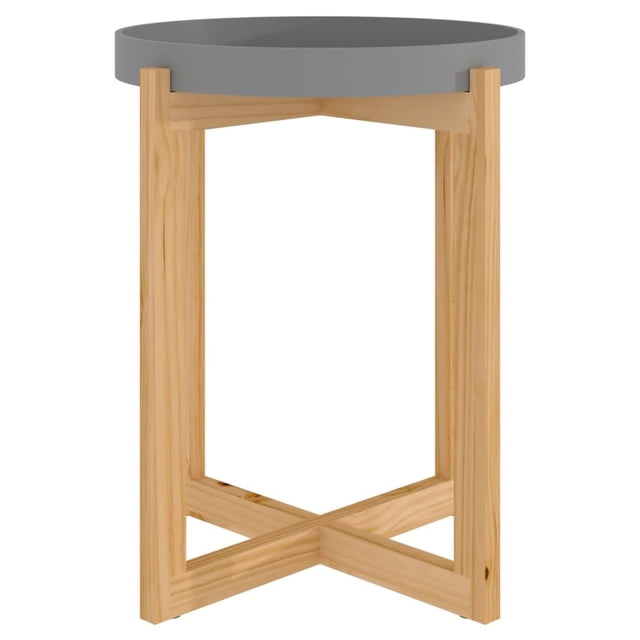 Mesa de café VidaXL con extremo redondo y patas de madera, color gris, sala de estar