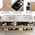 thumbnail image 5 of 60-Inch Wall-Mounted Bathroom Vanity with Double Sinks, Floating Storage Cabinet with Waterproof Stone Resin Countertop, Soft-Close Drawers and Natural Oak Finish for Modern Bathrooms, 5 of 9