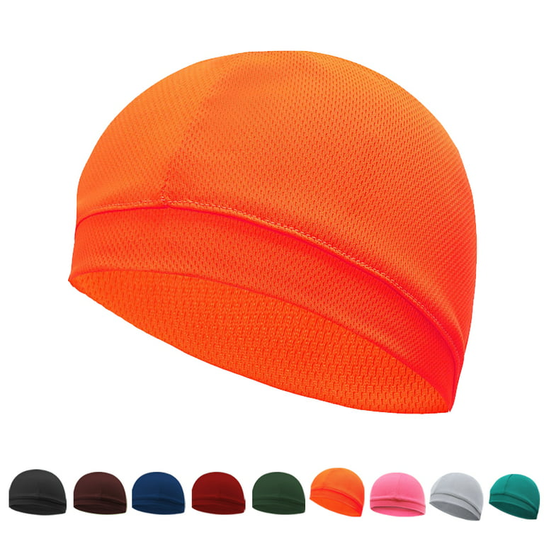 New Cooling Skull Caps Sweat-Wicking Head Caps Breathable Summer Cycling  Skull Caps for Men,Orange
