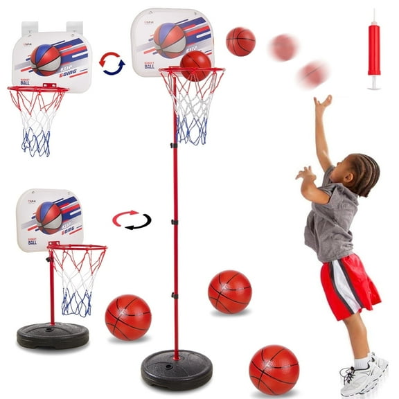 Zacro Basketball Hoop for Kids, 1.9-4.92FT Adjustable Height Toddler Basketball Hoop with 3 Balls, Basketball Goal Toys Gift for Boys Girls Indoor Outdoor Play