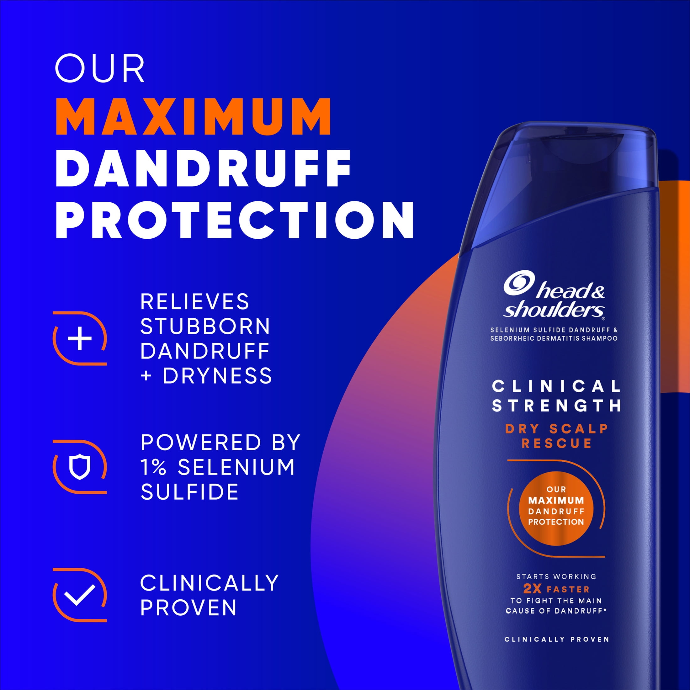 Head and Shoulders Dandruff Shampoo, Clinical Strength Dry Scalp Rescue, with 1% Selenium Sulfide, 8.45 fl oz