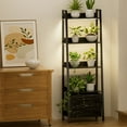 thumbnail image 2 of HRYGD Plant Stand Indoor with Grow Lights 5 Tier 63" Metal Wood Ladder Shelf with Drawer Black, 2 of 8