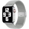 thumbnail image 1 of Boucle Solo Tressée Réglable avec Boucle Compatible avec Bracelet Apple Watch pour Hommes et Femmes, Bracelet Doux en Nylon Extensible Élastique pour iWatch Series SE 6 5 4 3 2 1 (Blanc, 38/40mm), 1 of 5