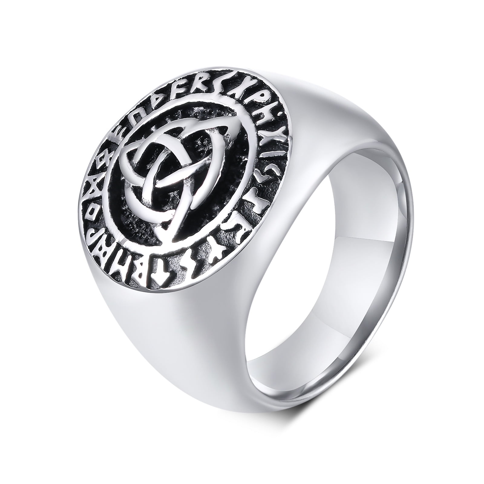 Vnox Men's Celtic Ring, Vintage Signet Ring Stainless Steel Viking