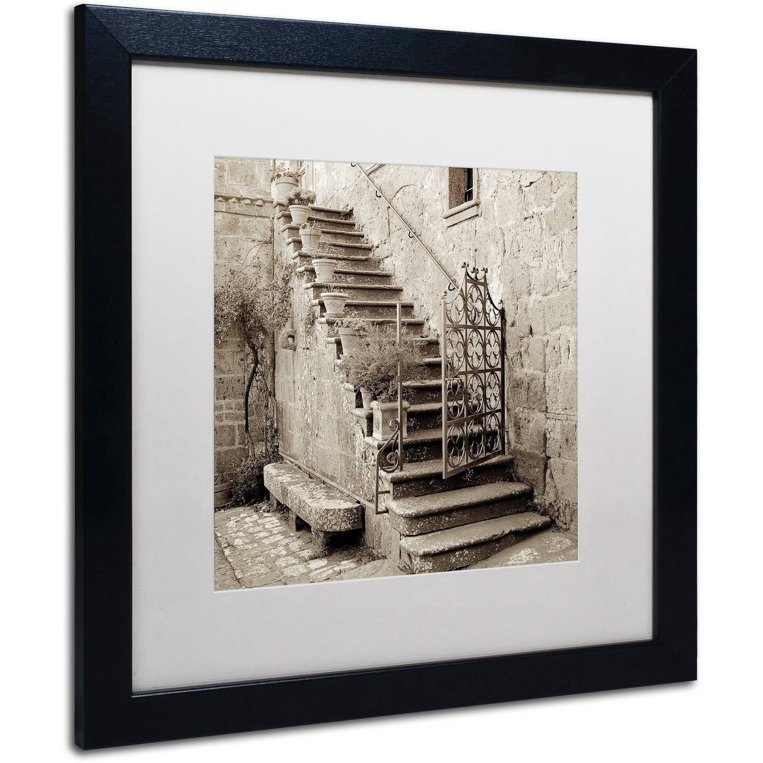 Trademark Fine Art "Umbria Scala I" Canvas Art by Alan Blaustein, White Matte, Black Frame