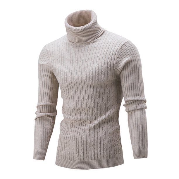 Camisa de punto de cuello alto informal de manga larga con cuello alto para hombre de invierno