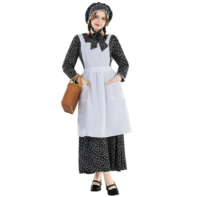 Vestido Prairie Dress NSPSTT para mujer, disfraz colonial con estampado floral