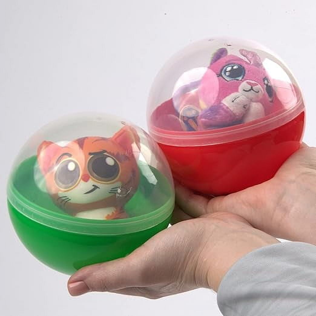 Vending Machine Capsules - 3.9 Inch Empty Plastic Capsules - 6 Pcs Clear-Colored Round Capsules - 100 mm Toy Capsules - Empty Capsule Balls for Prizes - Candy Hunt Containers - Bath Bombs Molds