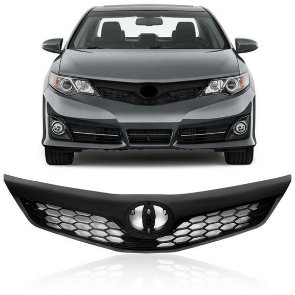 PIT66 Front Upper Bumper Grille Guard Matte Mesh Front Mesh Cover Fit for 2012-2014 Toyota Camry SE XSE Black 5310106340C0, TO1200354