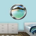 thumbnail image 2 of VWAQ Island Wall Sticker Porthole 3D Beach Scene Wall Art Peel And Stick Decor VWAQ-SP17 (14" Diameter), 2 of 2