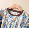 thumbnail image 4 of Camisas de Manga Corta para las Mujeres Cuello Redondo Impreso Camisa Suelta con Tres Cuartos de Mangas Casual Top, 4 of 8