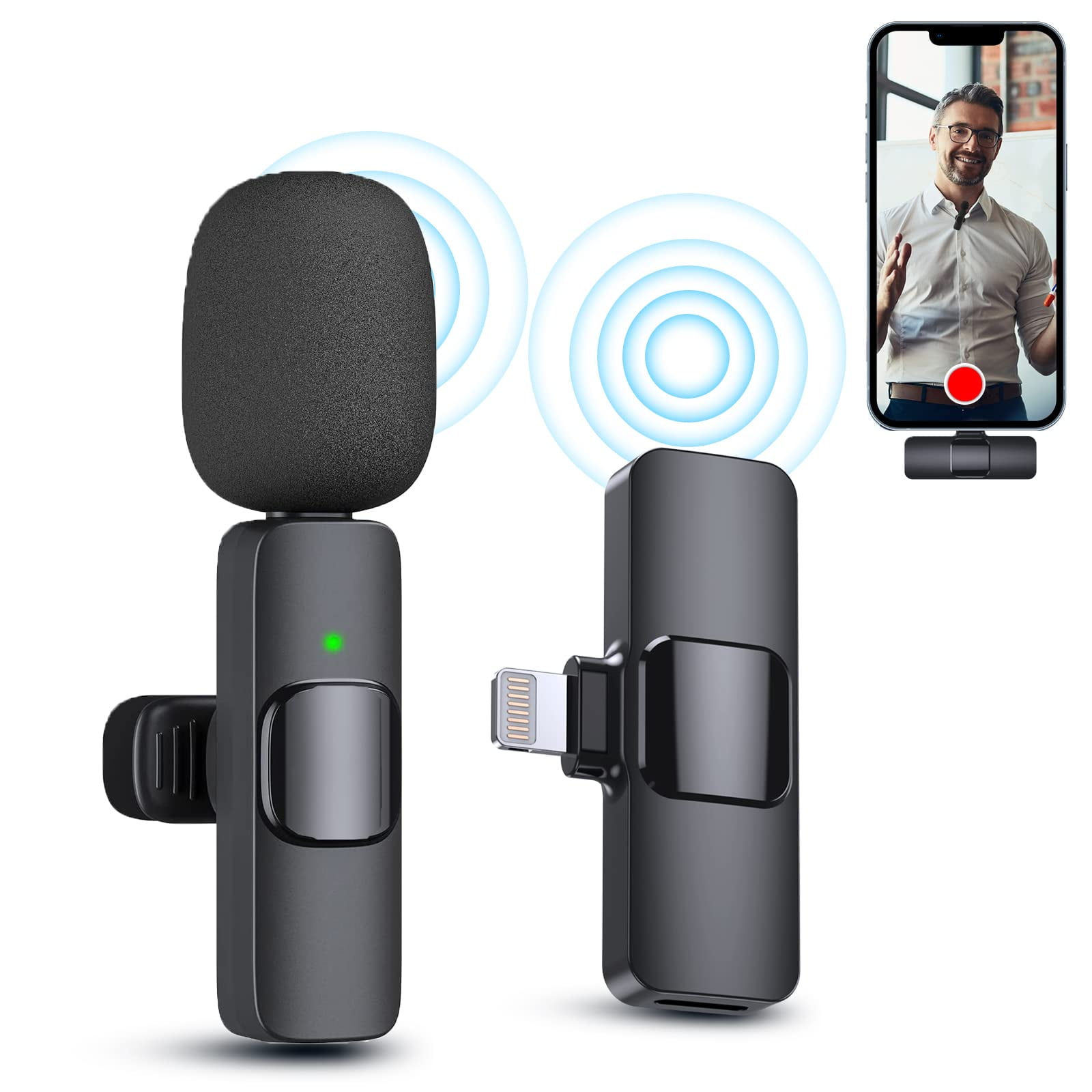 Virego Wireless Lavalier Microphone for Iphone Ipad，Plug-Play Auto-Connection Mini Mic for Video Recording Vlogging, Live Stream, Tiktok, YouTube, Interview