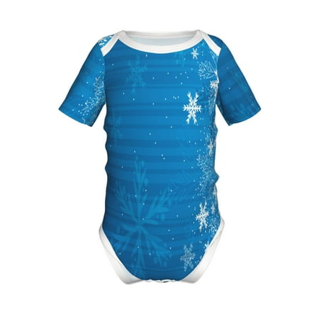 

Lukts Blue Christmas Print Baby Short Sleeve Romper Onesie for Newborn Baby Boys and Girls-18 Months