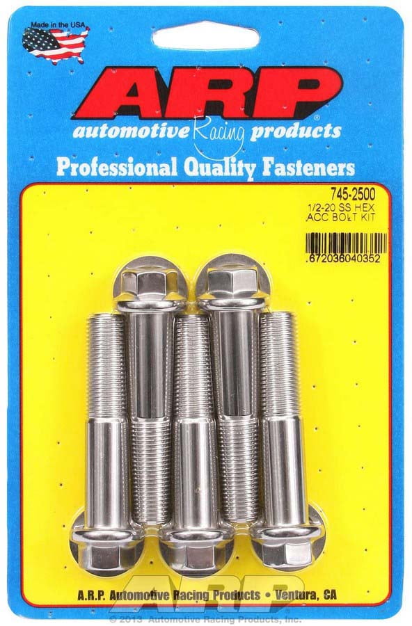 ARP Universal Bolt 1/220" Thread 2.500" Long Stainless 5 pc P/N 745