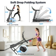 3.0HP Folding Treadmill with 9% Incline, Dual Bluetooth Speakers, App Sync, Wide Belt, Heart Rate Monitor – Home Gym Running Machine/Treadmill