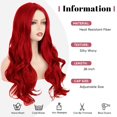 thumbnail image 7 of Red Women's Long Wavy Wig with Center Curl - Natural Looking Heat Impervious Synthetic Fiber for Everyday Wear and, 7 of 7