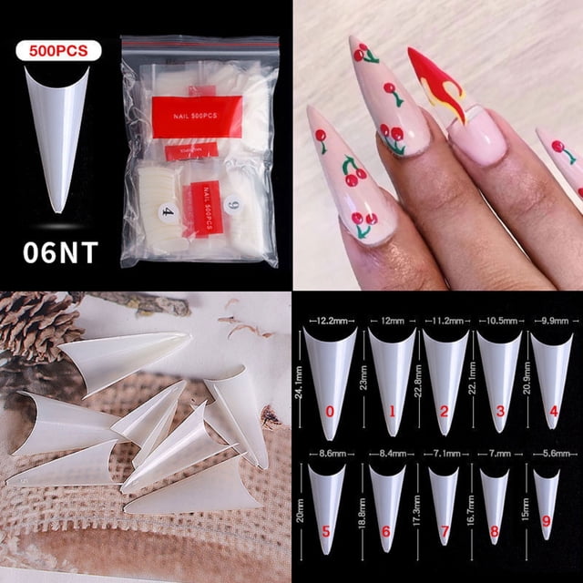 Fiudx Uñas Francesas Puntiagudas, Uñas de Ataúd Superlargas, Fáciles de Cortar y Pintar, Material Abs Ecológico, Ideal para Decoración de Uñas, Salón de Belleza o Fiestas, Regalo Perfecto para Tus Se