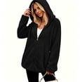 thumbnail image 2 of Scyoekwg Women's Hooded Fleece Zip Up Jacket Long Sleeve Drawstring Sherpa Coat with Side Pockets Soft Warm Loose Fit Fall Winter Outerwear,Size:S-XXL, 2 of 7