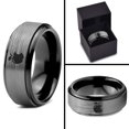 thumbnail image 4 of Tungsten Sweet Apple Bitten Band Ring 8mm Men Women Comfort Fit Black Step Bevel Edge Brushed Gray Polished, 4 of 4