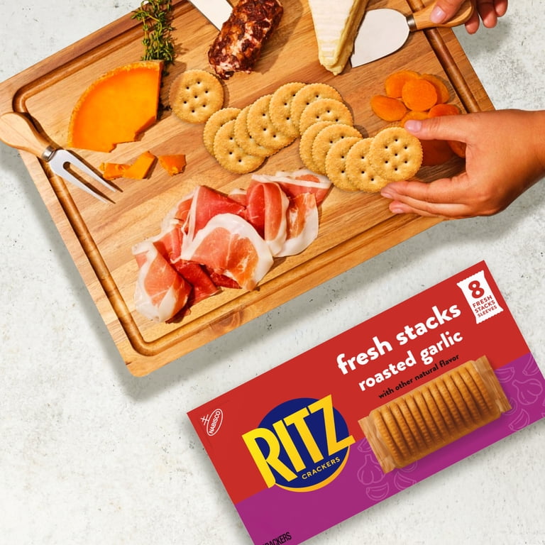 RITZ Fresh Stacks Roasted Garlic Crackers, Travel Snacks, 11.8 oz