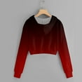 thumbnail image 4 of Womens Blouses Casual Fall Comfy Hooded Long Sleeve Puff Cold Shoulder with Pocket Gradient Print Hoodie Cotton Hoodies Sweatshirts(Red,S), 4 of 4