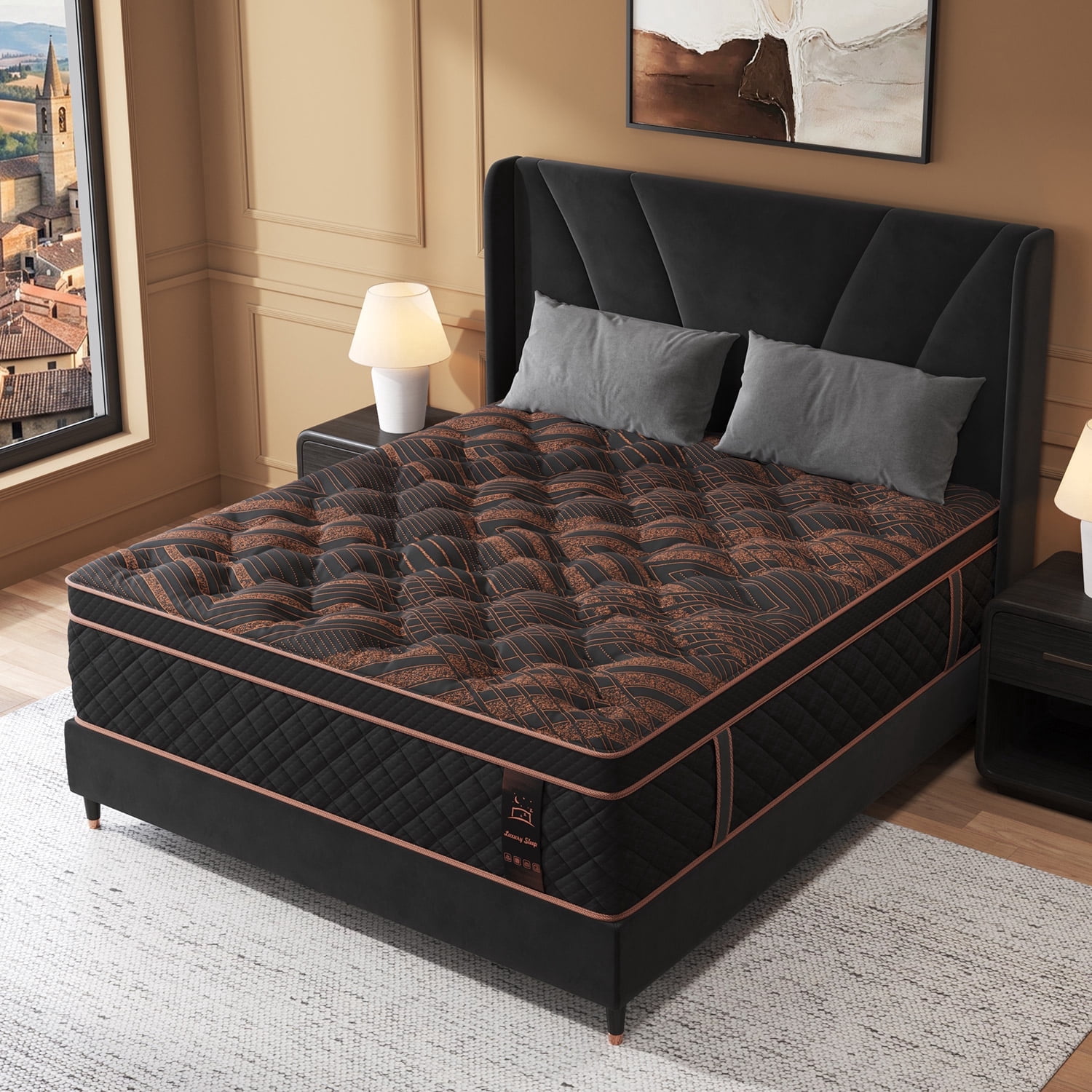 Skyhedon Twin Size Mattress 12 inch Gel Memory Foam Medium Firm Pocket Springs Hybrid Mattress in a box for Motion Isolation,Black