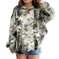 thumbnail image 2 of Staki Camo Hoodie Girls Girl's Camo Graphic Hooded Sweatshirt Long Sleeve Drop Shoulder Hoodie 2025 Fall Outfits Pullover Tops 2-3T 4-5T 5-7T 8-10T 11-12T(Gray,4-5 Years), 2 of 6