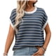 thumbnail image 2 of Tejiojio Women's Casual Striped T-shirt Round Neck Pullover Short Sleeve Top S-2XL, 2 of 9