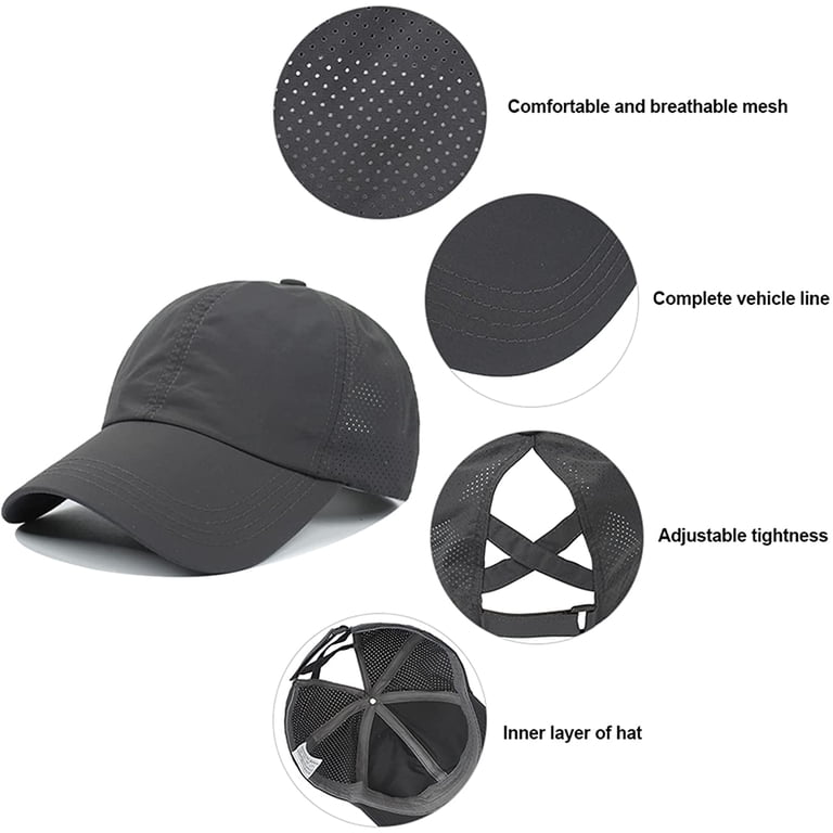 Womens Criss Cross Ponytail Baseball Cap Adjustable High  display picture 3