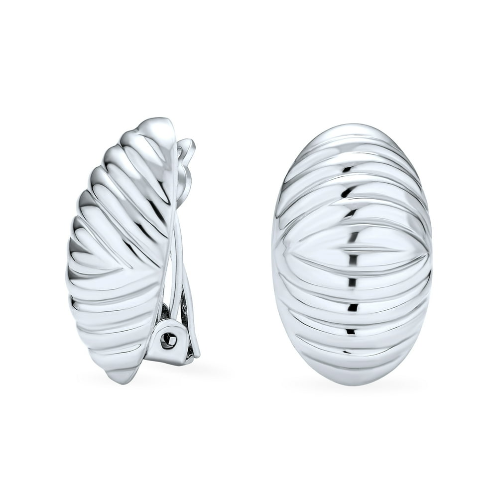 Bling Jewelry Modern Sterling Silver Clip On Earrings Polished Alloy