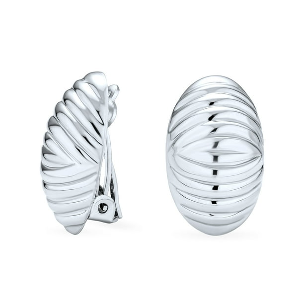 Bling Jewelry Modern Sterling Silver Clip On Earrings Polished Alloy