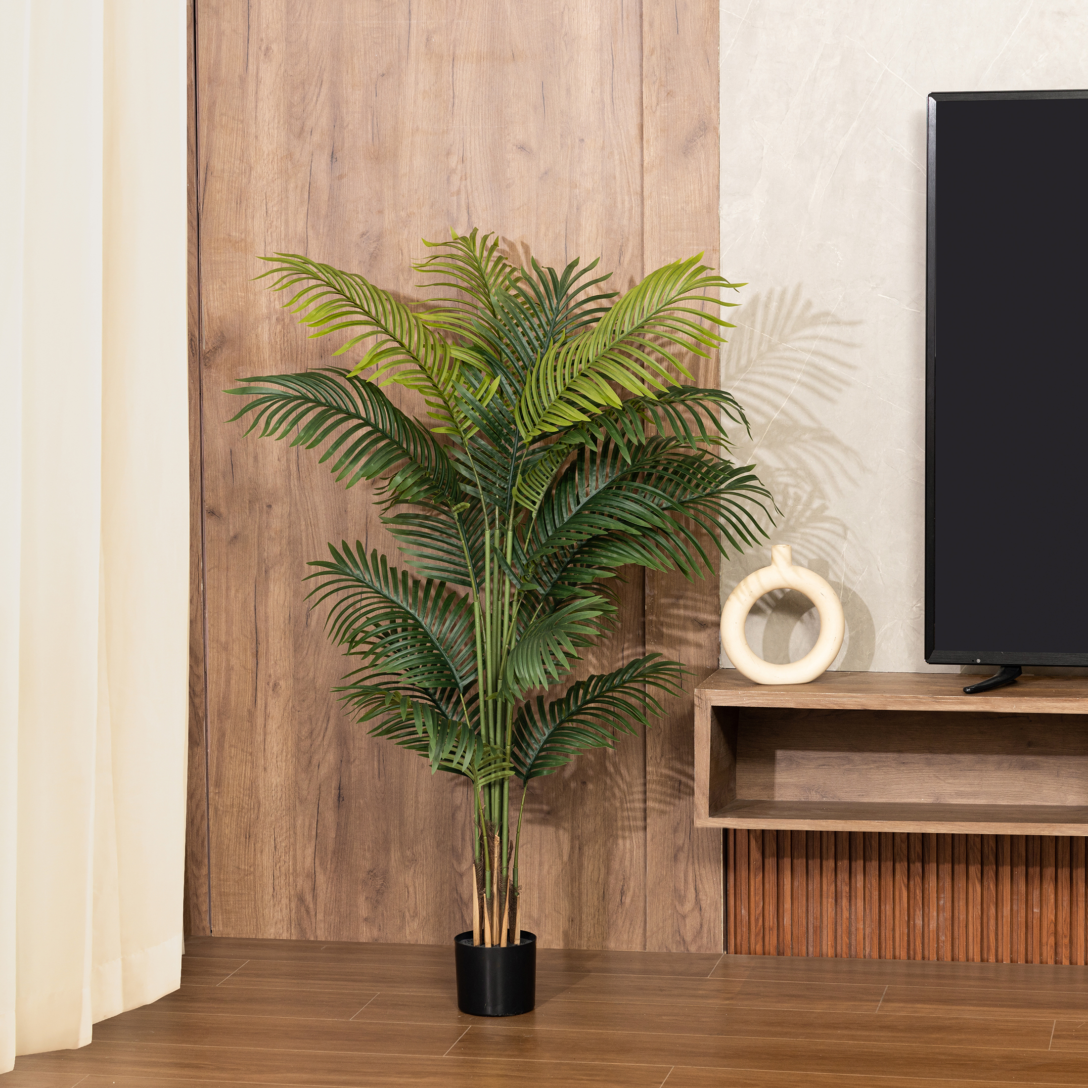 HiPlants 5 Ft Artificial Palm Tree, Pre Potted Faux Greenery photo 3