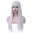 thumbnail image 2 of RightOn 28" White Wigs Straight Long Hair Wigs with Bangs Women Fashion Heat Resistant Synthetic Natural Looking Wig for Cosplay Party or Daily Use with Wig Cap, 2 of 6