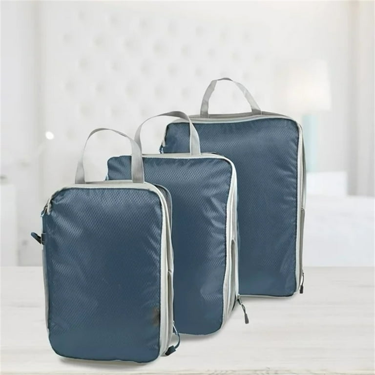 travel essentials for women storage bag sport sling yoga room essentials cosmetic bag Travel Cubes Packing Bags Set Luggage Compression Pouches Zipper Accessories Navy 3pcs Walmart