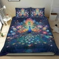 thumbnail image 1 of Pavo Real Conjunto de sábanas temático, trío de piezas, cómodo y amigable con la piel, diseño único, regalo de decoración para el hogar para familiares, amigos y fans,140cm *210cm, 1 of 6