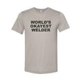 thumbnail image 1 of "Welding Gift, World's Okayest Welder, Welding Shirt, Unisex, Sublimation T, Gift For Welder, Welding Apparel, Soft Bella T, Gift For Him, Heather Stone, MEDIUM", 1 of 1