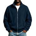 thumbnail image 2 of WIZUTIZ Men's Solid Color High Neck Zip Up Sweatshirt Long Sleeve Casual Pullover Top, 2 of 7