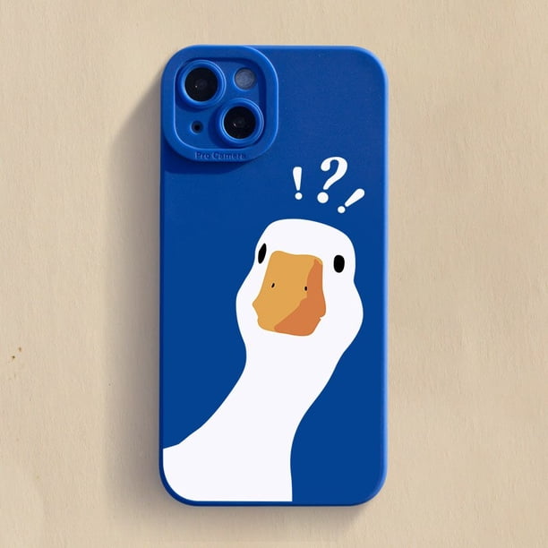 Cartoon Doubt Duck Smile Lattice Case For iPhone 11 12 13 14 Pro Max XR XS X 7 8 Plus SE2020 Mini Shockproof Soft Silicone Cover xuanjing unisex