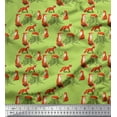 thumbnail image 1 of Soimoi Green Poly Georgette Fabric Tree Stump & Fox Animal Print Fabric by Yard 42 Inch Wide, 1 of 5