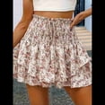 thumbnail image 4 of Mini Shorts de Cintura Alta con Volantes para Mujer Bonitos Shorts Cortos Escalonados con Shorts Debajo Albaricoque M, 4 of 7