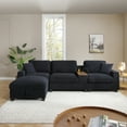 thumbnail image 2 of 120.3"Sectional Sofa ,L-Shaped Couch ,Comfy Cloud Couch Set with Drop Down Table,360-degree Swivel tray ,Cup Holders,USB Charger,Storage Ottoman and Armrest,Wide Seat Sofa for Living room, 2 of 9
