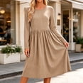 thumbnail image 2 of Vynhevius Womens Striped Casual Dress Crew Neck Long Sleeve with Pockets Loose Midi, 2 of 7
