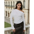 thumbnail image 2 of Asymmetrical Neck Draped Blouse, 2 of 6