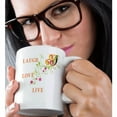thumbnail image 2 of 3drose, Delicate Floral Scroll on White with Laugh Love Live Written on It, 15oz Mug, 2 of 6