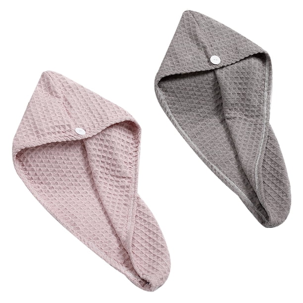 Paquete de 2 toallas para el cabello con forma de gofre, toalla envolvente para el cabello, toalla para secar el cabello, toalla para el cabello para mujeres para secar el cabello más rápido