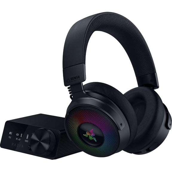 Restored Razer Kraken V4 Pro Wireless Gaming Headset: OLED Control Hub - HD Haptics - 2.4GHz Wireless - Bluetooth - USB - 3.5 mm - Super Wideband Mic