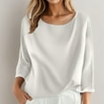 thumbnail image 2 of Summer Tops for Women, Women Blouses, Trendy Women's Casual 3/4 Sleeve Round Neck Top for Everyday Wear and Business Attire, 2 of 4