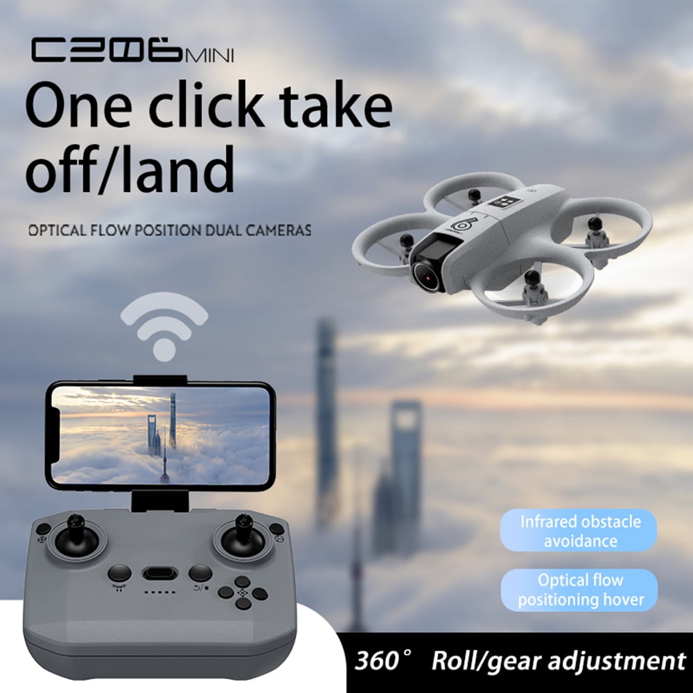 Mini RC Drone with 4K HD Dual Camera, FPV RC LED Quadcopter for Adults and Kids with 3 Batteries, Gray