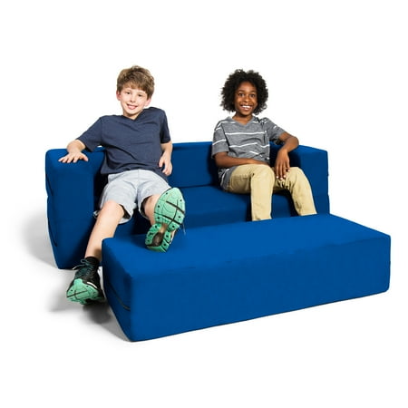 UPC: 0845628057414 | Jaxx Zipline Sofa Large Ottoman 3 in 1 Fold Out Big Kids Edition  Blueberry