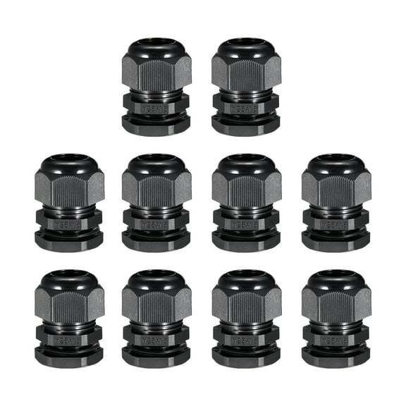10Pcs M25 Cable Gland Waterproof Plastic Wire Glands Joint Black for 12-15mm Dia